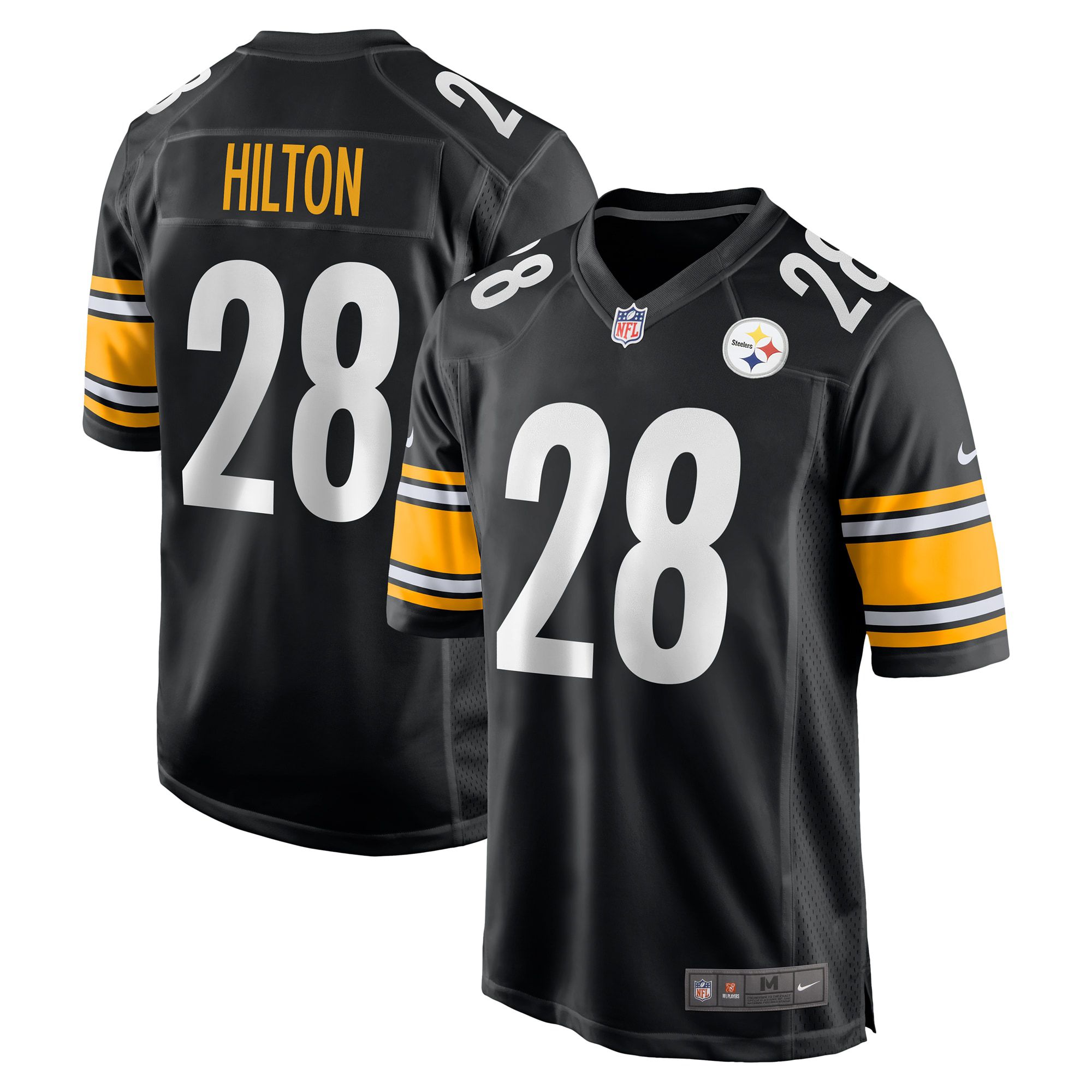 Men Pittsburgh Steelers 28 Mike Hilton Nike Black Game NFL Jersey